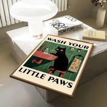 1 件“洗洗你的小爪子”帆布印刷海报 - 水槽边的奇思妙想黑猫，现代墙壁艺术装饰，适用于家庭、卧室、客厅、厨房、浴室、室内壁挂、猫咪装饰 - 彩色 - 查看 6