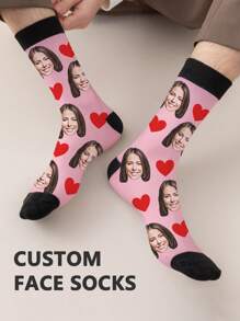 1 par de calcetines personalizados con cualquier cara para mujeres, calcetines personalizados con foto para chicos guapos y chicas hermosas, calcetines de pareja personalizados con foto divertidos e interesantes, apropiados para el Día de San Valentín, regalos de cumpleaños y otras ocasiones, calcetines divertidos, locos, de anime, multicolor con perros, gatos, con diseños llamativos, coloridos, adorables, relajantes y cómodos, personalizados y únicos, un tesoro personalizado ideal para graduación, invierno, Navidad, otoño y aniversarios