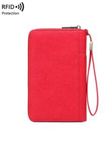 CHARM INFINITE Nova Bolsa para Passaporte com Bloqueio RFID, Pode Guardar Vários Passaportes, Bolsa de Armazenamento para Cartões de Viagem e Documentos, Carteira Longa para Passaporte com Material Suave ao Toque e Zíper, Alça de Pulso Destacável, Presente do Dia dos Namorados, Envie para a Esposa ou Namorada