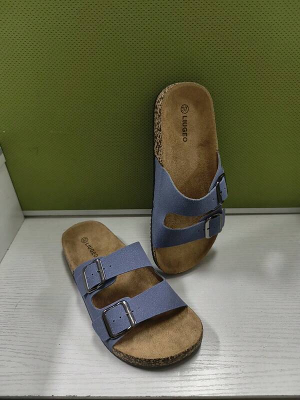 Sandalias de mula casuales con doble correa y hebilla, con suela de corcho suave y soportes para el arco, cómodas y antideslizantes, ideales para uso diario, playa y vacaciones, aptas para parejas