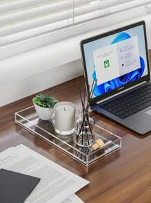 亚克力浴室透明台面托盘，透明亚克力香水托盘，坚固的储物托盘，用于存放装饰品、蜡烛、牙刷，女士储物整理器，旅行必需品，返校宿舍储物