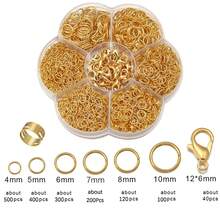 1 caja de anillos de salto, Kit de accesorios de joyería para principiantes, anillo de salto abierto, fabricación de joyas, llavero, reparación de collares con herramienta abridor 47S3 - Dorado - Ver 14