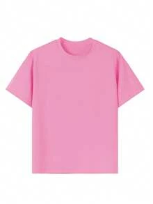 1pc Tween Girl Casual Leopard Print & Retro Car Color Graphic Round Neck Short Sleeve T-Shirt, Summer Student Young - Brings Joy & Happiness To Every Child! - 玫紅色 - 查看 4