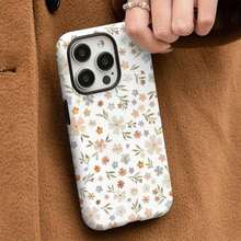 Funda para teléfono (1 unidad) con estampado único de leopardo y flores en 360°. Diseño 2 en 1 bonito y minimalista. Resistente a caídas y golpes. Cobertura total. Compatible con phone 16 Pro/16 Pro Plus/16/15/14/13/12/11. Elegante y perfecta para las fiestas - Blanco 2 - Ver 1