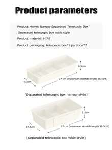 Caja de almacenamiento que se puede redimensionar y ajustar con divisores / Caja de almacenamiento de cocina / Caja de almacenamiento de cosméticos / Caja de almacenamiento de papelería / Compatible con varios tamaños de cajones / Almacenamiento multifuncional / Organizador de partición perfecto Caja de almacenamiento con compartimentos multifuncionales