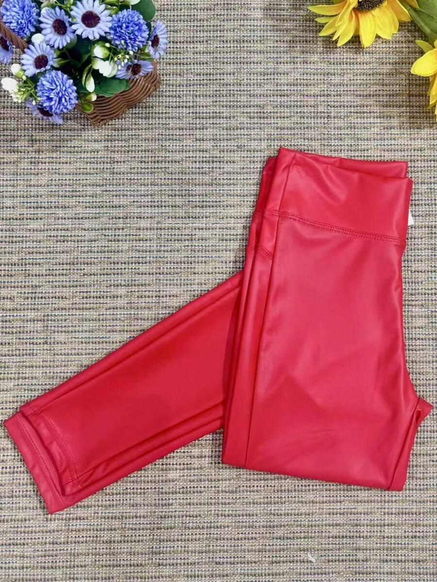 Women's Solid Color Sexy Skinny Ankle Pants, Everyday Wear - Bright Red - View 1