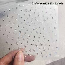 1pc 5D With Rhinestones Star Nail Art Stickers Luxury Laser Silvery Self Adhesive Cute Manicure Decals Decorations Accessories - 彩色 - 查看 6
