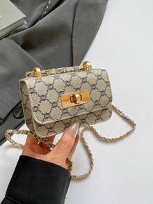 1pc Pu Fashion Retro Monogram Mini Fashion Coin Small Square Bag, Versatile Niche Design Fashion Shoulder Crossbody Bag, Comfortable Shoulder Strap, Smooth Long Style, Versatile And Not Picky, Suitable For Daily Outings, Play, School, Commuting Use, Is A Perfect Gift For Friends - Fashion Crossbody Bag - View 12