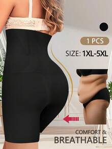 QUASTI 1 Piece Of Women's High Waist Belly Control Shapewear - Sexy Solid Color, Breathable Soft Stretch Fabric, Strong Support For Daily Wear And Holiday Gifts, Belly Control Underwear, Comfortable For Daily Wear, Seamless Design, High Elasticity Material - 黑色 - 查看 1