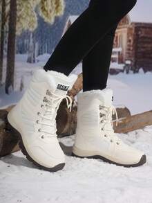Botas de nieve del norte nuevas para el invierno 2025, zapatos de invierno para mujer de caña alta, forro cálido, impermeables, antideslizantes, adecuados para senderismo al aire libre, trekking, uso casual