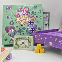 1set,Virus! Roll & Write Card Game - Strategic Dice-Rolling & Writing Challenge For Teens & Adults, Quick 15-20 Minute Pandemic-Themed Board Game With Dice Rolling & Strategic Thinking, Family-Friendly Game - Multicolor - View 8