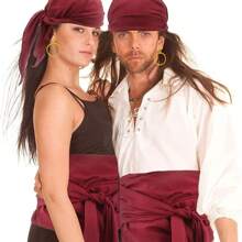 Conjunto de 5 acessórios para fantasia de pirata para mulheres, lenço de cabeça de pirata, faixa de pirata, colar, tapa-olho e brinco para cosplay, dramatização de pirata, baile de Halloween