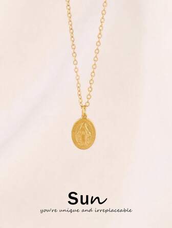 1pc Stainless Steel Virgin Mary Pendant Necklace Fashion Gold Color Religious Tiny Charms Chain Necklaces For Women Jewelry