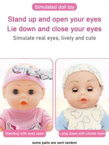 29 厘米栩栩如生的婴儿娃娃玩具，可互动的娃娃可以睁开/闭上眼睛、喝水、小便、让爸爸妈妈哭和笑，适合男孩女孩的生日圣诞礼物（包括奶嘴和奶瓶）