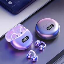 开放式无线耳机，耳挂式设计，圆形磨砂外观，内置麦克风，触控，适合运动和户外旅行，是送给朋友和情人节的绝佳礼物 - 均碼 - 查看 5