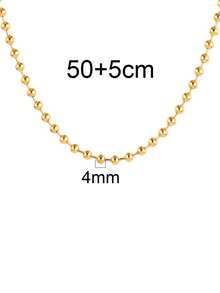 1 chiếc dây chuyền hạt cườm bằng thép không gỉ, dây chuyền mặt dây chuyền hình cầu vàng thời trang dành cho nữ, phụ kiện dành cho nam. - vòng cổ - Xem 15