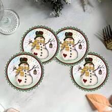 2pcs/4pcs/6pcs Silica Gel Snowman Pattern Placemats, Home Decor, Christmas, Christmas Gift, Christmas Decoration, Suitable For Dining Table, Coffee Bar, All Season Decoration, Washable Tablemats, Room Decor, Placemats, Coasters, Drain Mats, Kitchen Dining Table Mats, Indoor Outdoor Party Decor, Home Decor, Ideal Gift