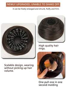 Brownish Black Fake Hair Buns Extensions Bird Nest Hair Clips Hair Accessories Ballet Bun Synthetic Donut Chignon Updo Hairpieces Expandable Bun Fixed Hair Claw Vintage Retractable Ponytail Holder Hairpin Buckles For Women Girls(3Inch)