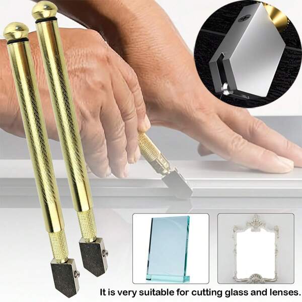 1/2/3 قطع قاطع زجاج ماسي متعدد الوظائف، أداة قطع مرآة يدوية، قاطع تسجيل زجاج ذاتي التشحيم، لا يحتاج إلى بطارية، مصنوع من سبيكة الصلب، سهل التشغيل
