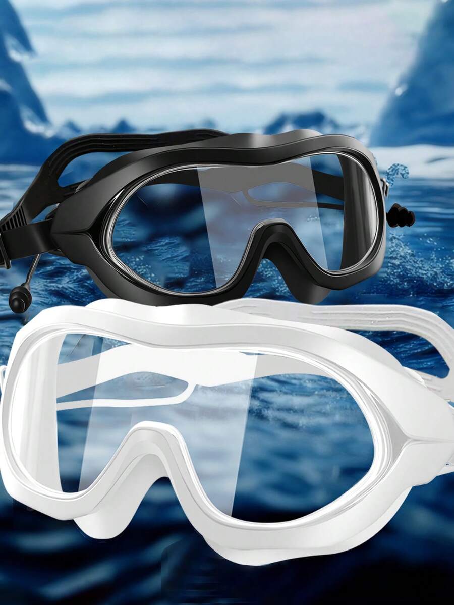 HD Anti-Fog Waterproof Swim Goggles For Adults, Unisex Large Frame Swimming, Waterproof Anti-Fog Swimming, Beach Essentials, Beach Accessories, Pool Float - Multicolor - View 1