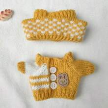 [Clothes Only] Compatible With 1st & 2nd Generation Doll, Cozy Heart Sweater + Bear Beanie Set, Cute & Warm Autumn/Winter Outfit (For Labubu / Compatible With Labubu) - Multicolor - View 19