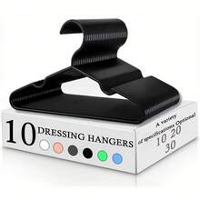 10/20/30pcs Sturdy Plastic Hangers - Non-Slip, (White, Black, Blue, Pink, Green, Gray) With Grooved Shoulders For Firm Grip - Ideal For Home Closet, Dorm And Wardrobe Organization