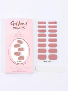 16 Tips Semi Cured Gel Nail Strips, Simple Plain Dirty Pink Orange Solid Color Design, Self-Adhesive Full Wrap Nail Art, Need To Use With UV Lamp, Easy To Apply And Remove, Suitable For Women And Girls Daily Party Dating DIY Nail Art Use