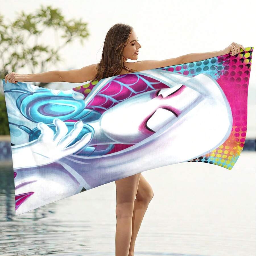 Beach Towel Spider Gwen Lightweight Compact Beach Towel 61.4"X30.3" For Travel Pool Swimming Camping Yoga Gym Women Men - 白色 - 查看 1