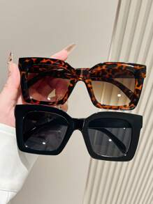 2 件套女士塑料超大时尚眼镜，适合夏季海滩度假、户外、旅行日常使用方形墨镜