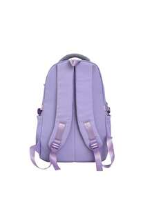 Large Capacity Lightweight Fashion Student Backpack For Middle/High School, Comes With Accessory Charm - Mauve Purple - View 4