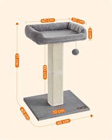 Feandrea Cat Scratching Post Cat Climbing Tower - Light Grey - View 5