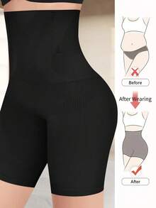 QUASTI 1 Piece Of Women's High Waist Belly Control Shapewear - Sexy Solid Color, Breathable Soft Stretch Fabric, Strong Support For Daily Wear And Holiday Gifts, Belly Control Underwear, Comfortable For Daily Wear, Seamless Design, High Elasticity Material - 黑色 - 查看 2