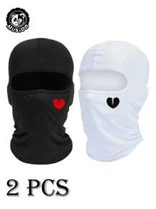 1pc Heart Print Ski Mask Balaclava Face Mask For Men Women UV Protection Windproof Scarf For Snowboard Motorcycle