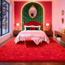 WISH TREE 8x10 Area Rugs For Living Room, Fluffy Shaggy Rug Soft Carpets, Big Rugs For Bedroom Dorm Home Decor Aesthetic Red - 紅色 - 查看 5