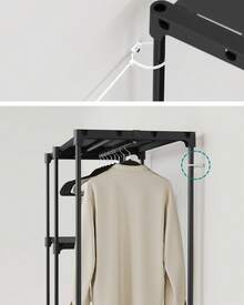 SONGMICS HOME SONGMICS Open Wardrobe, Freestanding Wardrobe Vertical Shelf, Coat Rack With Clothes Racks, Dressing Room, Bedroom, 43 X 124 X 182 Cm - Black - View 7