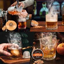 Premium Whiskey Cocktail Smoker Kit With 6 Wood Chips & Metal Filters,Fast Oxidation Aerator Bar Tool Set For Home/Luxury Gifts - b - 查看 7