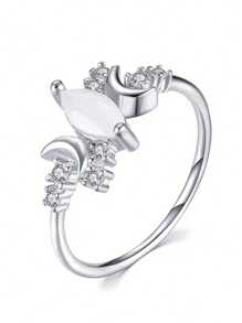 1 件时尚方晶锆石戒指，适合女士婚礼订婚派对珠宝情人节礼物