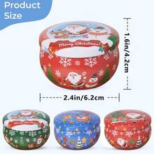 10Pcs Christmas Themed Candle Jars, 2.2 Oz Metal Candle Jars, Perfect For DIY Candle Projects. It Is A Very Good Choice For Beginners And Handmade Enthusiasts, And Also A Perfect Gift For Birthdays Or Thanksgiving., Christmas Decorations, Christmas Gifts - Multicolor - View 2