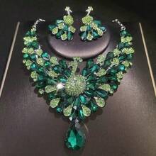 1 Set Women's Jewelry Set, Rhinestone Inlaid Necklace And Earrings 3 Pieces Fashionable And Elegant, Suitable For Brides, Weddings, Galas, Formal Occasions