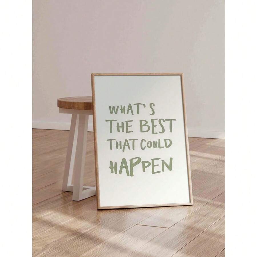 1 件励志“最好的结果是什么？”名言海报自爱励志艺术印刷品，适用于卧室宿舍装饰，极简主义帆布墙画，无框架 - 多色可選 - 查看 1
