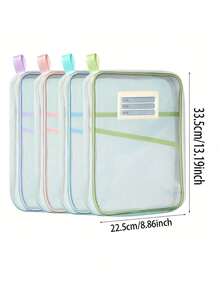 1Pc Double Layer Mesh Classification Bag, Exam Tutoring Bag, Elementary School Student Handbag, Book Carrying Bag - Multicolor - View 2