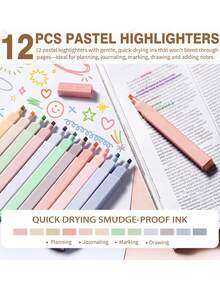 62PCS Large Capacity Pencil Pouch Stationery Pen Bag With Pastel Highlighters Black Ink Gel Pens Mechanical Pencils Set 0.5mm, 0.7mm & 2.0mm, Aesthetic School Supplies For Back To School Student & College Essentials Gifts - Hoa đen - Xem 6