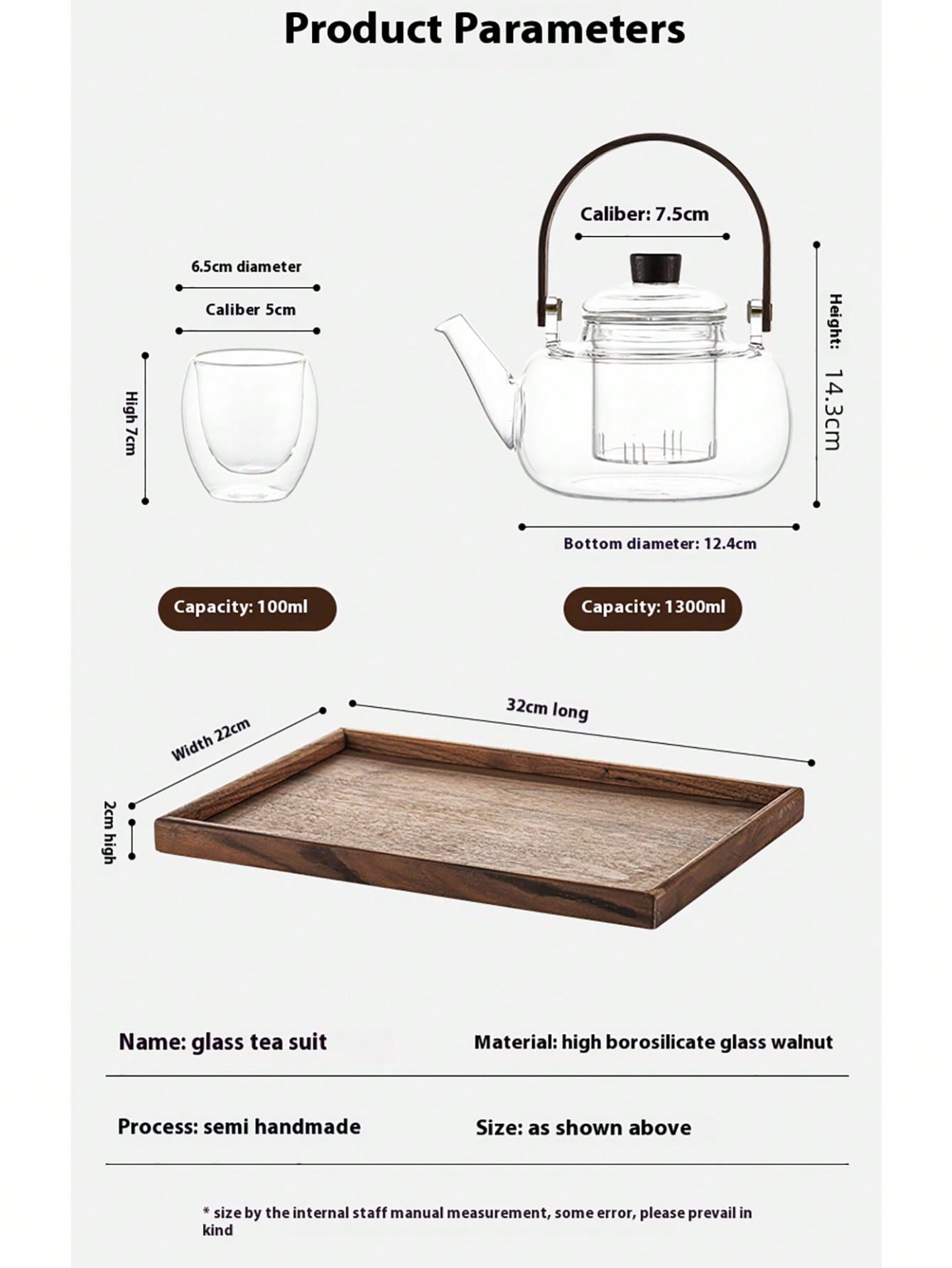 مجموعة إبريق شاي من الزجاج المقاوم للحرارة العالية...