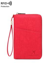 CHARM INFINITE Nova Bolsa para Passaporte com Bloqueio RFID, Pode Guardar Vários Passaportes, Bolsa de Armazenamento para Cartões de Viagem e Documentos, Carteira Longa para Passaporte com Material Suave ao Toque e Zíper, Alça de Pulso Destacável, Presente do Dia dos Namorados, Envie para a Esposa ou Namorada