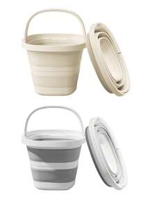 1 Folding Barrel 5L/10L Capacity, Portable Plastic Bucket, Will Not Take Up Too Much Space When Folded, Portable Outdoor Car Fishing Bucket, Home Large-Capacity Dirty Laundry Basket, Laundry Bucket, Foot Soaking Bucket, Multi-Function Folding Folding Bucket, House Organization Storage Box - Multicolor - View 2
