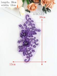 全新蕾丝网绣花水钻串珠亮片贴花，DIY 服装配饰，新娘礼服装饰，尺寸：30 厘米长 x 13 厘米宽，多种颜色可选 - 多色 - 查看 21