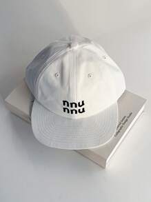 1 件软冠平檐帽，字母刺绣，复古百搭棒球帽，小脸遮阳帽，街头滑板帽，撞色嘻哈帽