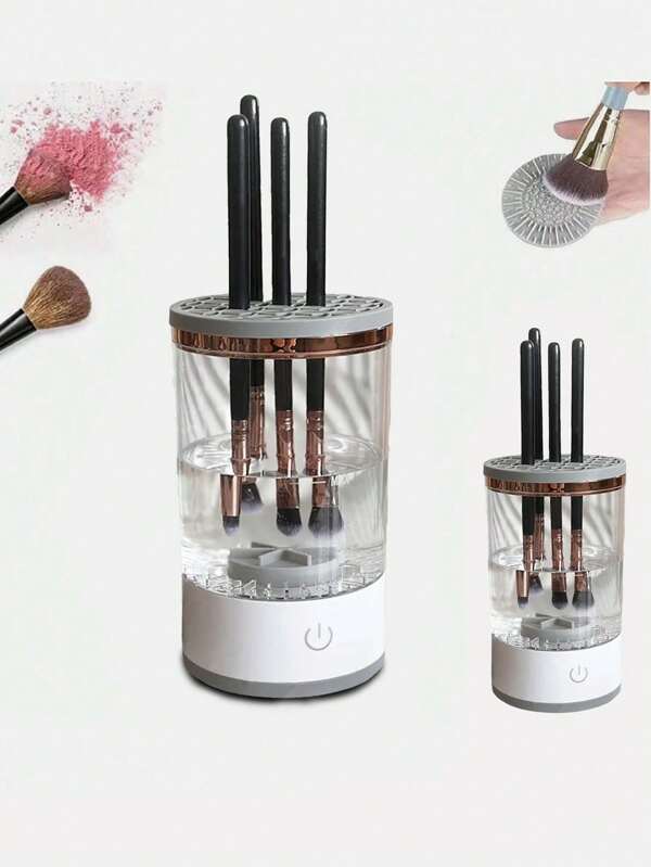1 Pc Electric Makeup Brush Cleaner, 3-In-1 USB Powered Automatic Makeup Brush Cleaning And Drying Rack, Efficient Electric Makeup Brush Cleaner, Auto Makeup Brush Cleaner, Can Clean 3-4 Makeup Brushes At Once, 10500 RPM Speed Ensures Thorough Cleaning, Includes Silicone Mat, Suitable For Cleaning Makeup Brushes Of Different Sizes And Shapes (Please Use The Product Accurately Based On The Product Description!)