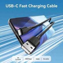 Cable USB Tipo C VENTION, cable de carga rápida de 3A USB A a Tipo C 480Mbps para sincronización de datos para teléfonos inteligentes, tabletas, computadoras portátiles y otros dispositivos Tipo C - Negro - Ver 2