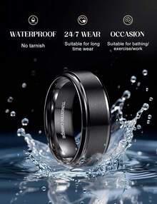 Jstyle 8mm Tungsten Rings For Men Women Hypoallergenic Mens Wedding Band Silver/Black/Gold Engagement Mens Rings, Matte Surface Polished Edge Jewelry Comfort Fit 6-14 - 銀色 - 查看 4